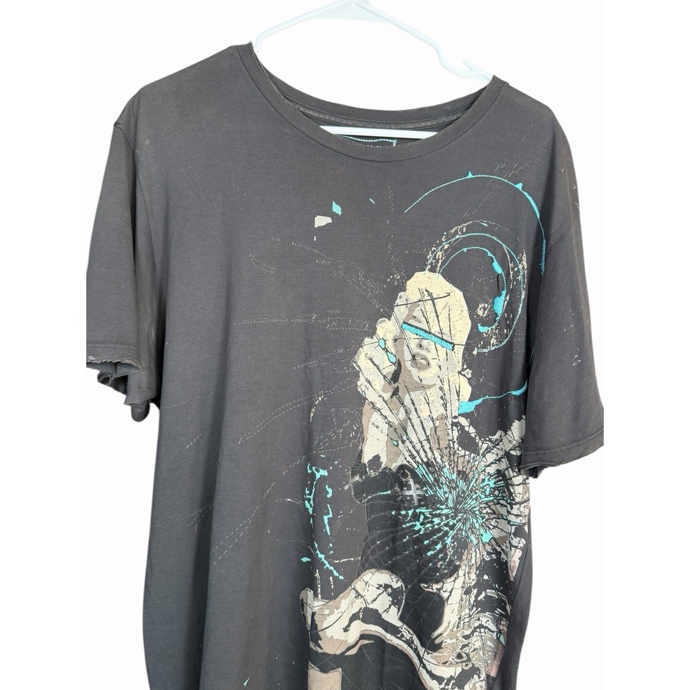 Monarchy Los Angeles Men's XL Graphic T-Shirt Black Distressed Abstract Grunge - Picture 2 of 9